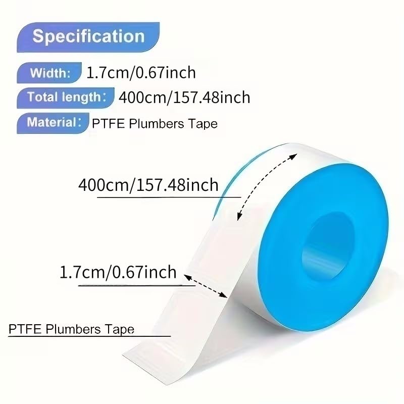 PTFE Tape, Plumbing Tape, Thread Sealing Tape for Shower Heads, White Sealing Tape 3pcs, Blue - color: Blue