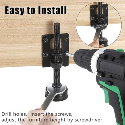 4 PCS Adjustable Feet Levelers, Heavy Duty Leveling Feet 4.7",Adjustable Table Legs Leveler for Furniture Metal Load Levelers for Table, Cabinets, Workbench, Wardrobe Furniture Foot Black - size: 4 Pack