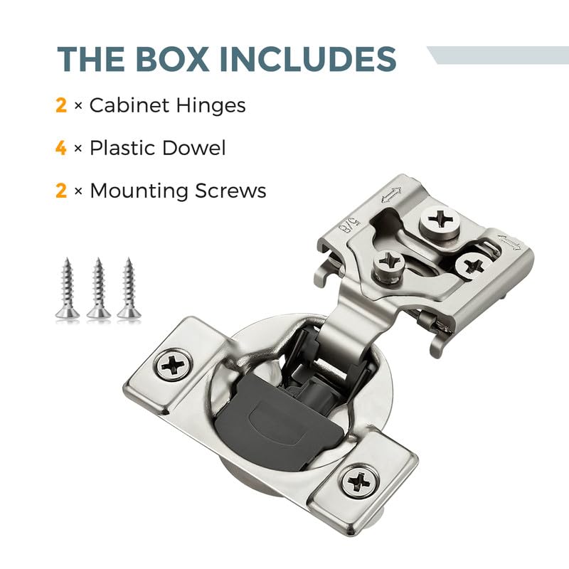HOME EDIT 2 Pack 1 Pair 5/8 inch Overlay Soft Close Cabinet Hinges for Kitchen, Stainless Steel Three-Way Adjustable, Concealed Self-Closing Door Hinges - size: 5/8 inch Overlay