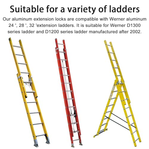 28-11 Aluminum Extension Ladder Locks for Extension Ladder Locks Compatible with Werner Aluminum 24 ft, 28 ft, 32 ft Rung Ladder Lock Kit, Extension Ladder Accessories - style: 28-11 Lock Kit