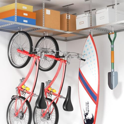 bussdis Bike Hanger Hooks Garage Rack: Bike Hooks for Garage, Heavy Duty Bike Hanging Hooks, Hooks for Hanging Bike, Overhead Rack Hooks, Silver - color: Silver
