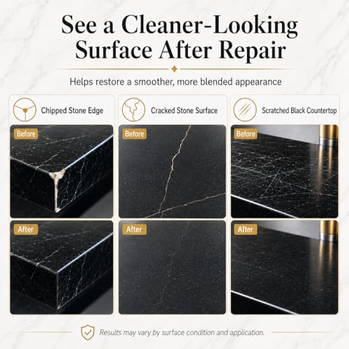 Black Tub&Tile Repair Kit – 5.6 oz Repair Kit for Bathtub, Tile, Countertop – Color-Matched for Black Porcelain, Fiberglass, Marble, Granite – Fix Cracks, Chips, Scratches – Waterproof DIY