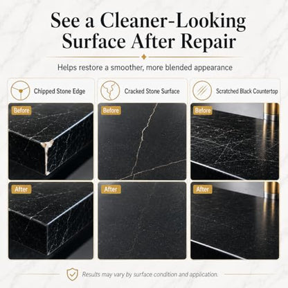 Black Tub&Tile Repair Kit – 5.6 oz Repair Kit for Bathtub, Tile, Countertop – Color-Matched for Black Porcelain, Fiberglass, Marble, Granite – Fix Cracks, Chips, Scratches – Waterproof DIY