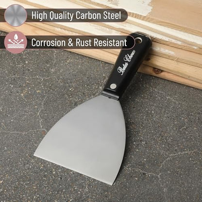 Bates 4-Inch Carbon Steel Putty Knife - Flexible Metal Scraper for Drywall, Spackle, and Paint - Wall Scraper Tool - color: Black, size: 4 Inch