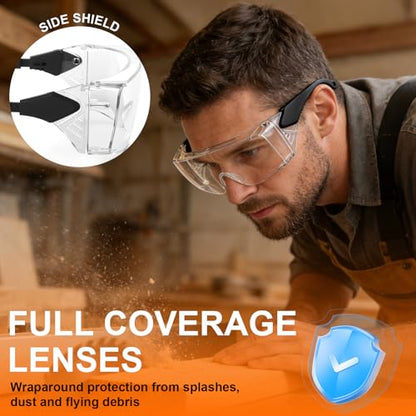 OXG Safety Glasses for Men Women Anti Fog, ANSI Z87.1 Anti Scratch Protective Eyewear UV400 Protection, Adjustable Temple - color: 2 Pack Clear