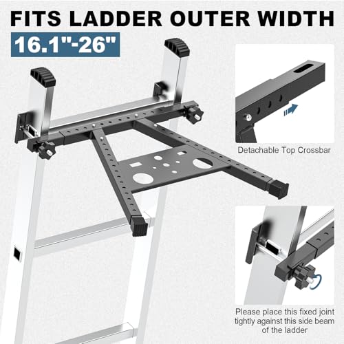 Adjustable Leg 17.1-29.9" Ladder Stabilizer for Roof & Wall, 380LB Capacity Ladder Standoff Stabilizer, Anti-Slip Extension Ladder Stabilizer Feet, Ladder Accessories Improve Stability & Safety