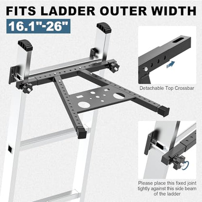 Adjustable Leg 17.1-29.9" Ladder Stabilizer for Roof & Wall, 380LB Capacity Ladder Standoff Stabilizer, Anti-Slip Extension Ladder Stabilizer Feet, Ladder Accessories Improve Stability & Safety