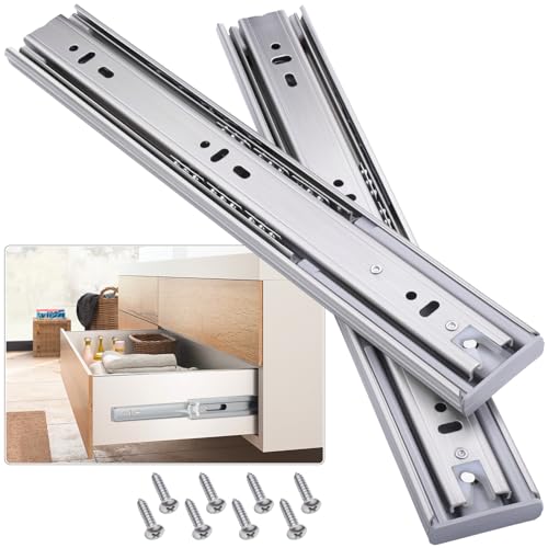 Soft Close Stainless Steel Drawer Slides 1 Pair Full Extension 10 12 14 16 18 20 22 24 inch Side Mount Dresser Cabinet Replacement Ball Bearing Rails Runner 100LB - size: 12 Inch, style: Stainless soft close-1 pair
