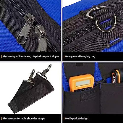 FASTECH 17 Inch Heavy Duty Tool Bag With Wide Mouth for Tool Storage, Carrier and Organizer, Tool Tote For Men/Women, Wide Mouth Tool Bag with Inside Pockets (17 Inch) - size: 17inch