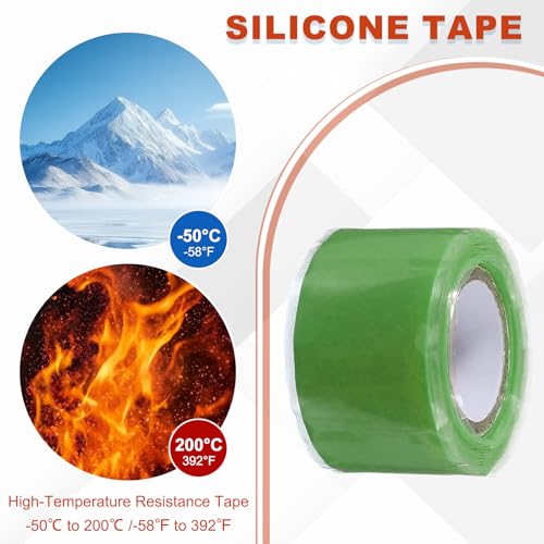 uxcell 2 Pcs Self Fusing Silicone Tape, 1" x 5ft Waterproof Water Leak Sealing Tape for Plumbing Pipe Hose Repair Handles, Green - color: Green, size: 1" x 5ft