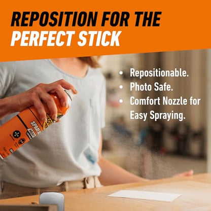 Gorilla Heavy Duty Spray Adhesive, Clear Glue, 14 Ounce (Pack of 1) - All Purpose with Comfort Nozzle for Indoor or Outdoor - size: 1 - Pack