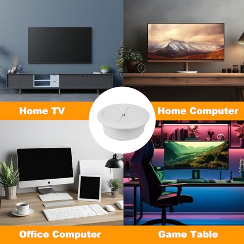 TV Cable Hider for Wall-Mounted TVs, Kit Includes 4 Through Holes and 1 Hole Saw Drill Attachment, Easy Install (White)