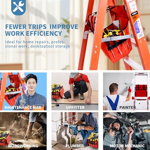 KVI Folding Ladder Tool Tray Bag, Fit A Frame Stepladder, No Need Repeated Up-Down Climbs, High Capacity - color: High Capacity