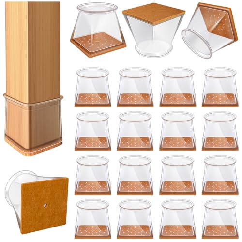 24 Pcs Chair Leg Floor Protectors for Hardwood Floors Square Silicone Covers to Protect Wood Tile Floors Felt Pads Furniture Leg Caps Anti-Scratch Reduce Noise (Fit:1-5/8" to 1-3/4") - color: Clear-24pcs, size: Square XL