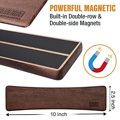 HOSHANHO Knife Magnetic Strip, Acacia Wood Powerful Magnetic Knife Strips, Magnetic Knife Holder for Wall 10 Inch Use as Magnetic Tool Organizer, Home Organizer - size: 10"