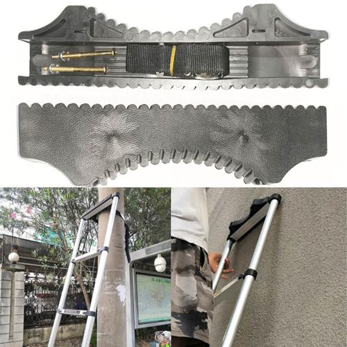 Ladder Stabilizer with Strap and Screws, Rubber Steep Ladder Accessory Extension Ladder Attachment Against Wall Telegraph Pole Trunk for Enhance Stability and Safety Anti-Slip Fall Prevention