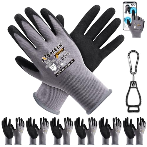 Safety Work Gloves - 7 Pairs, Seamless Knit Glove with MicroFoam Nitrile Coated Smooth Grip on Palm & Fingers for Men and Women, Ideal for General Duty Work(L,Gray) - size: Large, style: 7 Pairs,grey