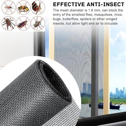 Pet Proof Window Screen Replacement Adjustable Fiberglass Screen Repair Kit 47.2 x 98.4 Inch Insect Screen Net Sliding Mesh Roll for Door Patio Porch Windows