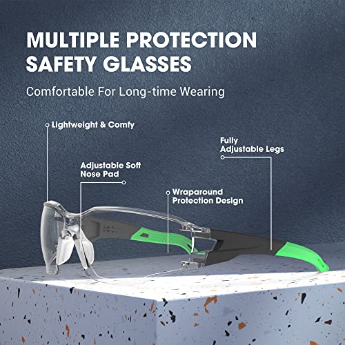 Safety Glasses Anti-Fog Lens,Adjustable Frames Eye Protection Goggles For Men Women - color: Black&green