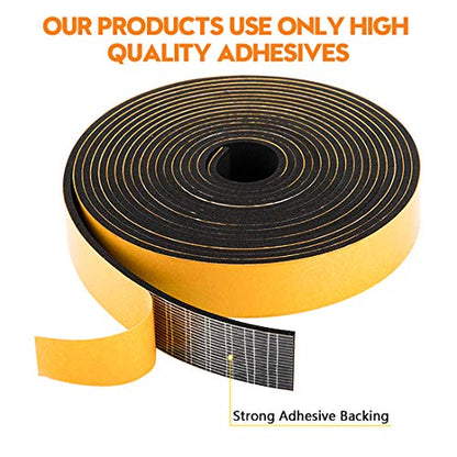 Neoprene Foam Weather Stripping, 2 Inch Wide X 3/8 Inch Thick, Door Jamb Seal Strip with Adhesive Backing for Doors & Windows, Total 6.5 Feet Long - size: 2in * 3/8in * 6.5ft
