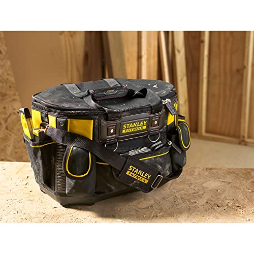 STANLEY FATMAX Round Top Rigid Tool Bag, 18", Quick Tool Access with Wide Opening Zip Design, Multiple Internal and External Pockets, Carry Handle and Shoulder Strap, 20kg Load Capacity, FMST1-70749