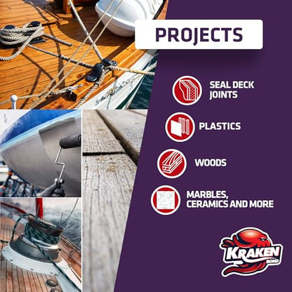 Kraken Bond Black Marine Sealant 5200 - (12x9.8 Fl. Oz) Fast Dry UV Resistant Marine Grade Caulk, Low Odor, Paintable, Waterproof for Boat Maintenance and All Weather Conditions, 12 Pack - size: 12 Pack