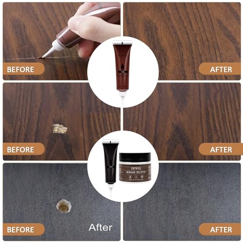 DEWEL Wood Furniture Repair Kit, 31 Pcs Scratch Repair Wood Filler, Wax Sticks with Wood Putty for Wood Floors, Scratches, Cracks, Hole, Laminate, Table, Bedposts - color: 12+8 Color
