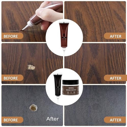 DEWEL Wood Furniture Repair Kit, 31 Pcs Scratch Repair Wood Filler, Wax Sticks with Wood Putty for Wood Floors, Scratches, Cracks, Hole, Laminate, Table, Bedposts - color: 12+8 Color