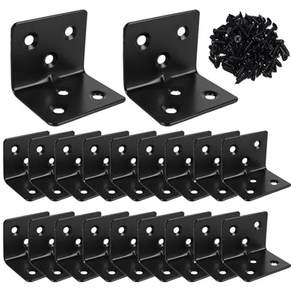 20PCS Corner Braces Heavy Duty Stainless Steel L Shape Brackets 1.2"x 1.2" x 1.5" (30x30x38mm),90 Degree Joint Right Angle L Bracket for Wood Shelves Cabinet Furniture - size: 1.2"x1.5"