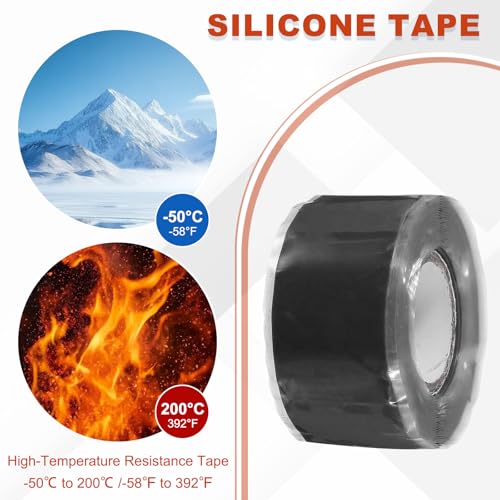 uxcell 2 Pcs Self Fusing Silicone Tape, 1" x 10ft Waterproof Water Leak Sealing Tape for Plumbing Pipe Hose Repair Handles, Black - color: Black, size: 1" x 10ft