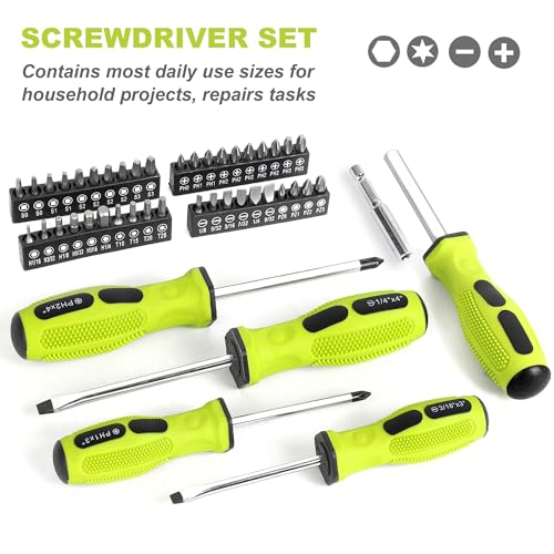 FASTPRO 225-Piece Household Tool Set, SAE & Metric Mechanics Hand Tool Set with Toolbox, Home/Auto Repairing Tool Kit for DIY, Home Maintenance and Car Repairing, Green