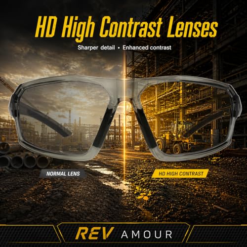 REV Amour Z87+ Safety Glasses, UV400 Impact-Resistant Sunglasses with Anti-Scratch for Work & Outdoor - color: Blush Drift
