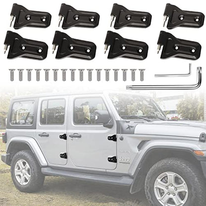 for Jeep JL Door Hinges 8Pcs Heavy Duty Black Aluminum Alloy Door Hinge Kit Replacement w/Pins Screws Tools for Jeep Wrangler JL JLU Gladiator JT 2018-2026 - size: for Jeep JL (8Pcs)