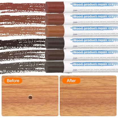 HARFINGTON Wood Filler Sticks 6 Colors Wooden Wax Touch Up Furniture Repair Crayons for Light Walnut, Walnut Straight Grain, Golden Sandalwood, Light, Dark Walnut, Dark Teak - color: Elegant Walnut Series