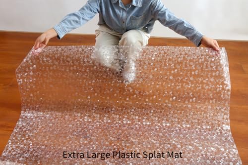 Plastic Splat Mat for Baby, Easy Cleaning Vinyl Floor Mat for Eating Messes, Waterproof High Chair Floor Protector Feeding Floor Cover by MatLeya - size: 52 inch (Pack of 1)
