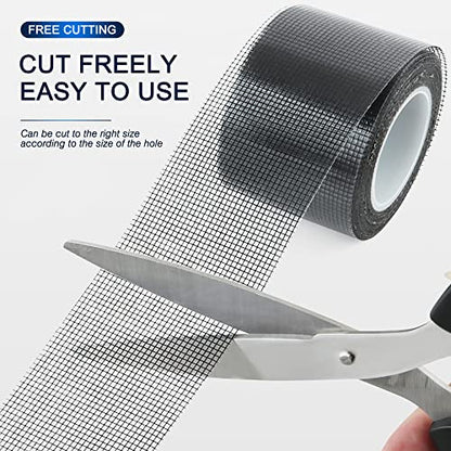 SANKEMU Window Screen Repair Kit 2 in X 16.5FT 3-Layer Strong Adhesive & Waterproof Tape Fiberglass Covering mesh, Repair for Window Screen and Screen Door tears Holes - size: 2 in X 16.5FT