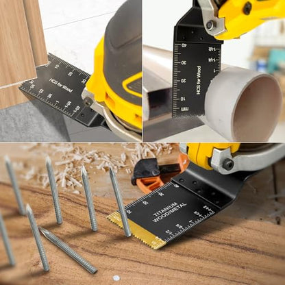 AIFICUT 26pcs Oscillating Saw Blades Titanium Multitool Blades for Wood Plastics Metal oscillating Tool Blades Kits Fit Rockwell Ridgid Ryobi Milwaukee Chicago Craftsman Dewalt