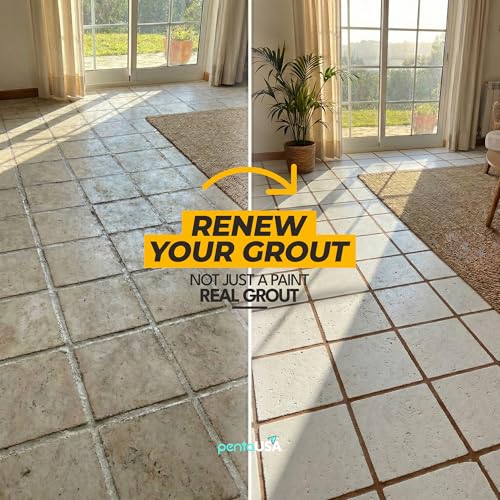 PentaUSA Tile Grout Repair Kit - Beige Brown Premixed Acrylic Sanded Grout, Water-Resistant Grout Filler for Bathroom&Shower, Kitchen Floor, Fast Drying, with Applicator, 13.4 oz (380g) - style: Beige Brown