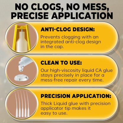 Liquid Super Glue for Metal, 30g Clear Instant Thick CA Glue for Stainless Steel Aluminum DIY Crafts and Repairs, Fast Drying High Strength All Purpose Permanent Professional Cyanoacrylate Adhesives - size: 1oz-thick