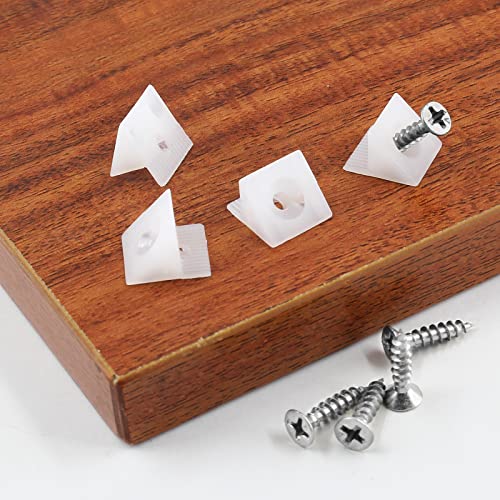 Bonsicoky 50 Pcs Repair Mending Wedges Fixing Sagging Drawer, Plastic Angle Code Drawer Fastener with Screws