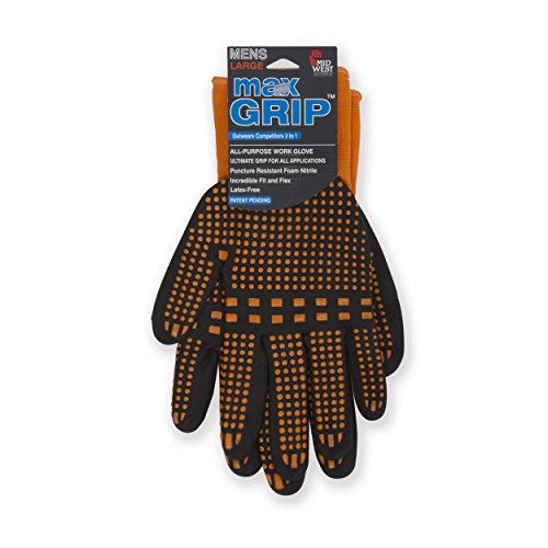 Midwest Gloves & Gear 94-L-L-AZ-12 Mens MAX Grip, Single Pair, Orange - size: Single Pair