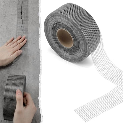 250 ft x 2 Inch Cement Board Joint Tape Self Adhesive Durable Gray Fiberglass Mesh Drywall Mesh Repair Tape for Cement Board Joints Repairing, Sealing and Strengthening - size: 250 ft X 2 Inch