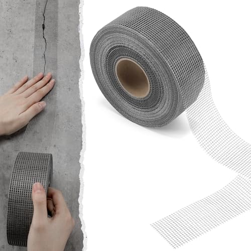 250 ft x 2 Inch Cement Board Joint Tape Self Adhesive Durable Gray Fiberglass Mesh Drywall Mesh Repair Tape for Cement Board Joints Repairing, Sealing and Strengthening - size: 250 ft X 2 Inch