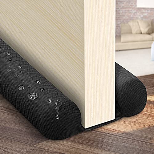 Waterproof Twin Door Draft Stopper Adjustable Size 30" to 36" Weather Stripping Noise Blocker Window Breeze Blocker - color: Black, size: 2 inch