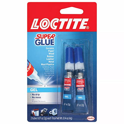Loctite Super Glue Gel, Clear, 0.07 fl oz Tube, 2 Pack - Superglue for Plastic, Wood, Metal, Crafts & Repair, Cyanoacrylate Adhesive Instant Glue, Quick Dry - size: 1 Pack