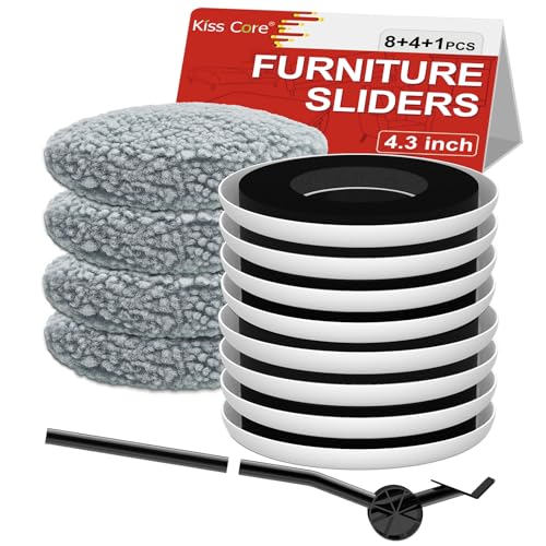New Upgrade Furniture Sliders, Multi-Surface 3-in-1 Furniture Movers Sliders, Round Moving Pads with 8PCS 4.3" Carpet Sliders+4PCS Hard Floor Socks+1 Lifter, Protect Floor and Easily Move Furniture - size: 4.3in Round 8+4+1Pack