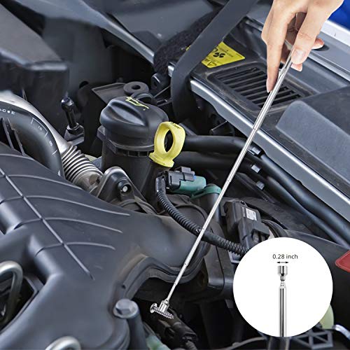 VIBELITE Telescoping Magnetic Pick Up Tool with 1lb& 15lb Pickup Rod, Round& Square 360 Swivel Adjustable Inspection Mirror, Flexible LED Flashlight, Gifts for Men, Women, Him, Birthday Gifts for Men - style: Black Magnetic Tool Set
