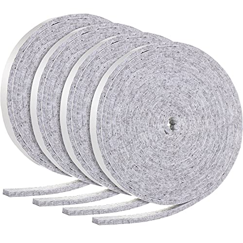 Zonon 4 Rolls 120 Inch Felt Strip with Adhesive Backing Felt Tapes Furniture Strip Rolls Self Stick Heavy Duty Polyester for Protecting Furniture and DIY Adhesive(Gray,0.5 Inch) - color: Grey, size: 0.5 Inch