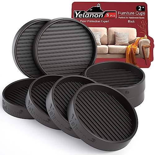Furniture Coasters - 8 Pcs 2”Round Furniture Caster Cups - Non Slip Pads Hardwoods Floors Non Skid Furniture Grippers Rubber Furniture Feet Anti Slide Floor Protector for Bed Couch Stoppers Black - color: 8pcs2"round Black