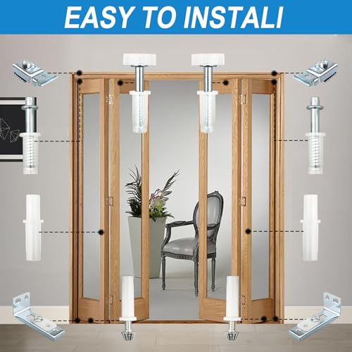 N 7534 Bifold Door Hardware Repair Kit, Door Repair Kit for 1" to 1-3/8" Thick Doors Up to 50 Lbs. Includes Top and Bottom Brackets, Top and Bottom Pivots and Guide Wheel (1 Set) - size: 1 Set